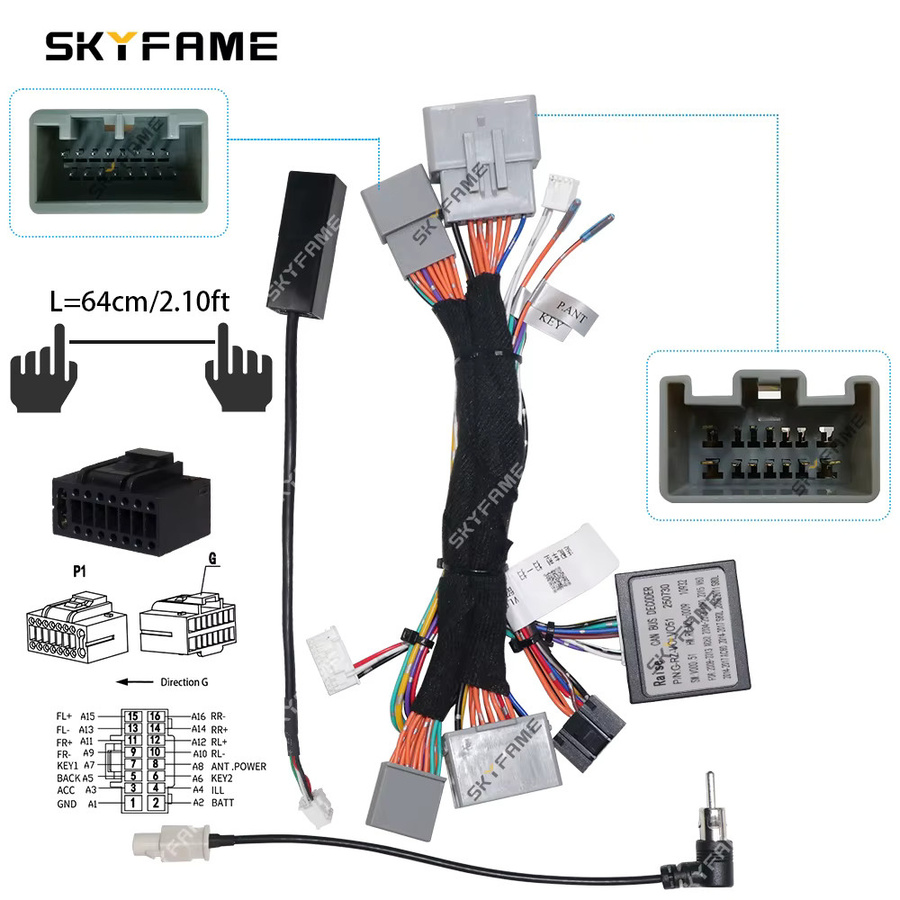 SKYFAME Auto 16pin Kabelbaum Adapter mit Canbus Box Decoder für Android Radio, Schwarz, passend für Volvo S60 XC60 V60 - Bild 3