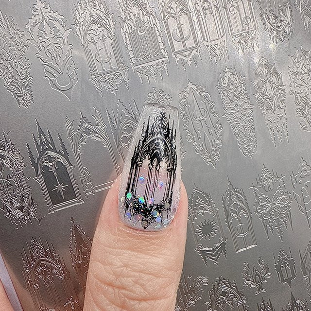 XMQ Nail Art Stamping Plates Caved Fenster Bildplates - Bild 1