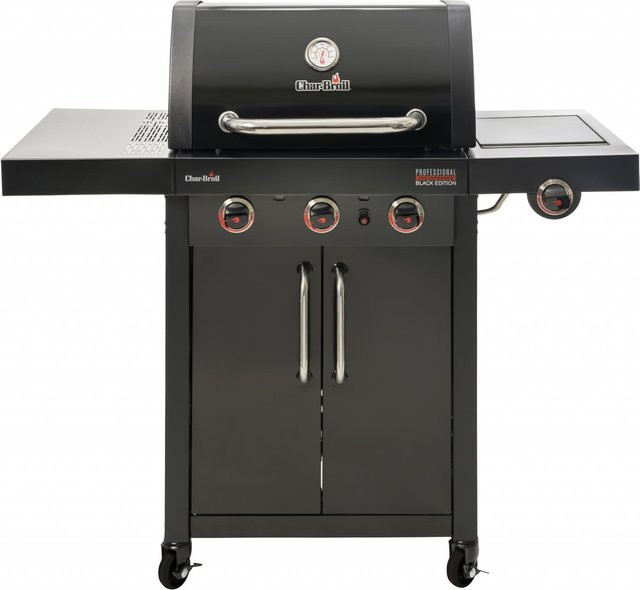 Char-Broil Gasgrill PROFESSIONAL 3500 Black Edition mit Seitenbrenner, Thermometer und Rollwagen aus Edelstahl und Gusseisen - Bild 1