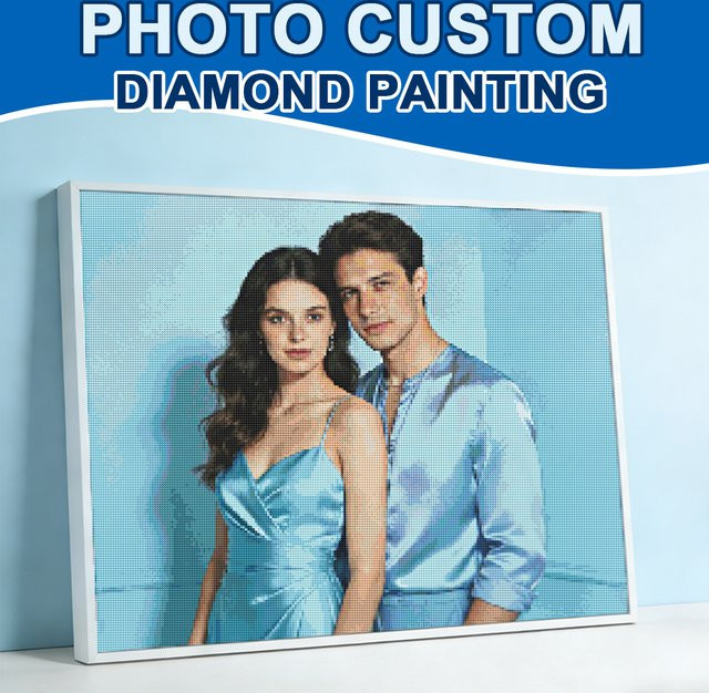 HUACAN Diamant-Mosaik-Set zur Personalisierung mit Foto-Anpassung für Kreuzstich-Heimdekoration, runde Perlen - Bild 1