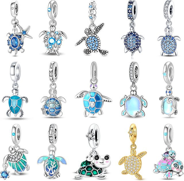 Qikaola Anhänger, 925 Silber, Blaue Meeresschildkröte, Zirkonia, Damen - Bild 1