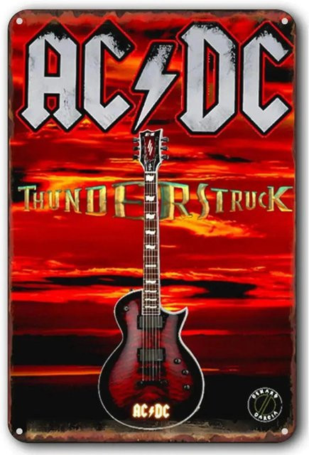 ZX ART Metallschild AC/DC Vintage Heavy Metal Musik Wanddekoration Grau B/H: 20 x 30 cm - Bild 1