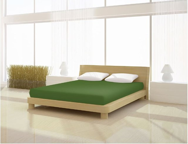Mr. Sandman Spannbetttuch Basic aus Baumwolle und Elastan, Farbe: Grün, B/T: 140 x 200 cm bis 160 x 220 cm - Bild 1