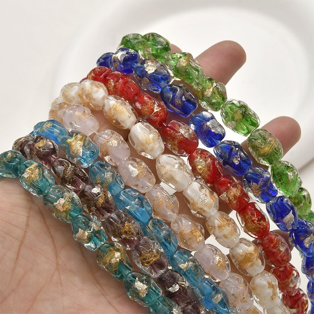 YoZuSmily Glasperlen, unregelmäßige Form, Bunt, 10 x 14 mm, Unisex - Bild 1