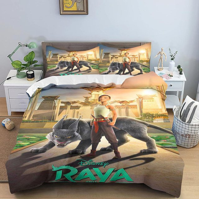 Bettwäsche Set Raya und der letzte Drache mit Kissenbezug, Cartoon Design für Kinder und Erwachsene, B/B: 150 x 200 cm - Bild 1