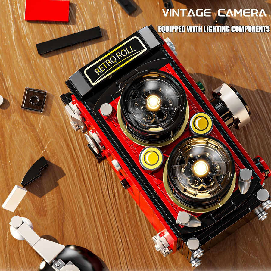 YCOLE Vintage Kamera Konstruktionsbausteine mit Licht 719 Teile - Bild 5