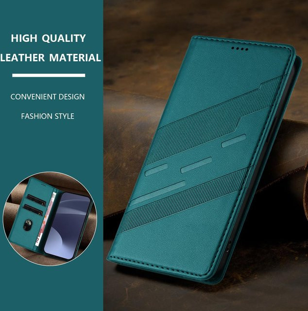 Xiaomi Redmi Note 15 Pro+ Luxus Lederhülle Retro Skin Brieftasche in Grün - Bild 1