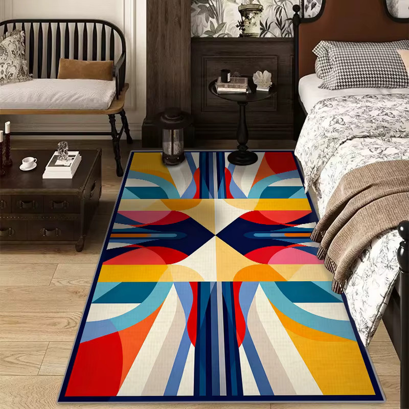 VIKAMA Moderner geometrischer Teppich in Mehrfarbig, rutschfeste Bodenmatte für Wohnzimmer, Küche oder Home Office - Bild 4