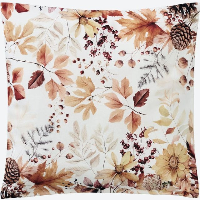 NKD Kissenhülle Herbst-Design aus Polyester und Samt, B/B: 40 x 40 cm, Braun/Mehrfarbig - Bild 1