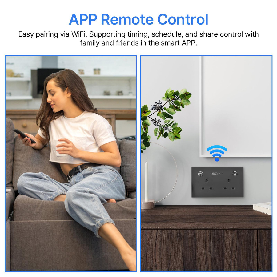 Neoglint Intelligenter WiFi Touch-Lichtschalter mit Glasplatte in Weiß, App- und Sprachsteuerung, UK-Stecker - Bild 6