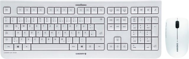 CHERRY DW 3000 Kabelloses Tastatur- und Maus-Set mit 2,4 GHz, Membran-Tastenschalter, QWERTZ Deutsch, Weiß/Grau - Bild 1