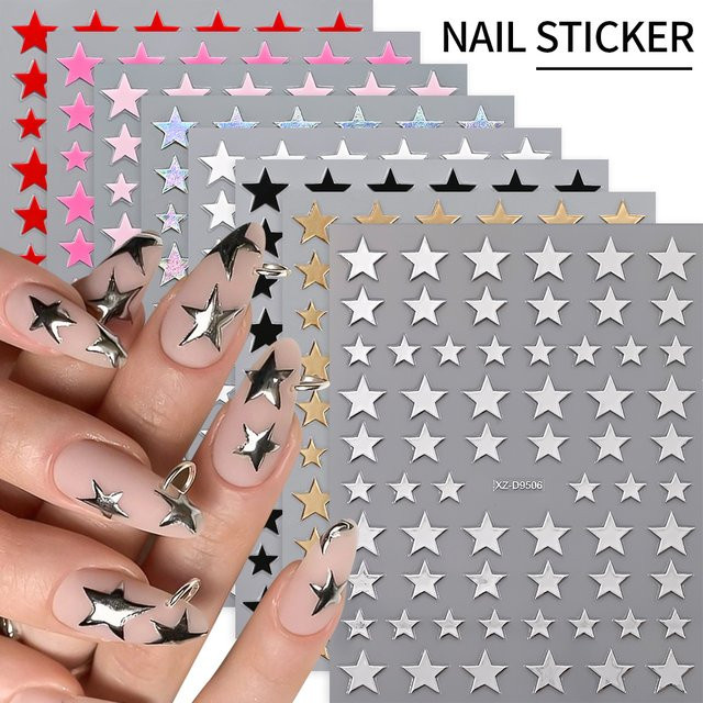 MAFANAILS Nagelaufkleber Set, 8 Farben, 3D Sternen, Unisex - Bild 1