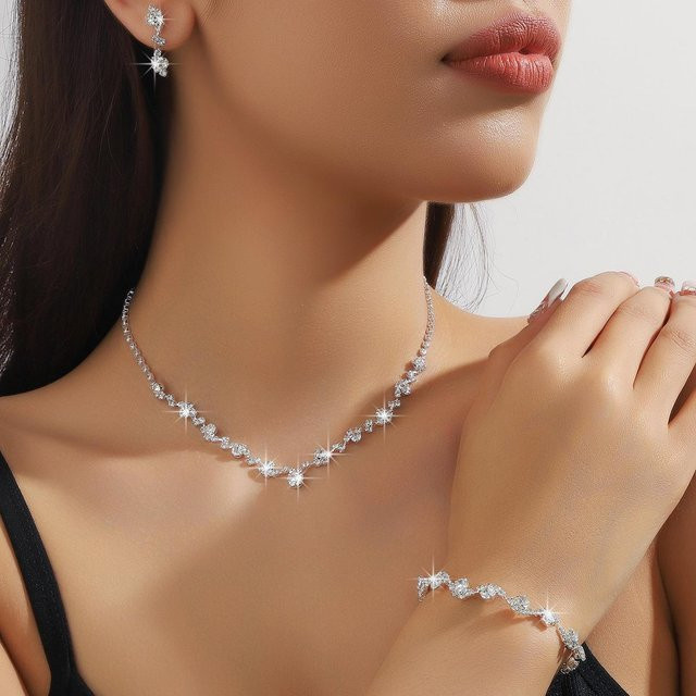 Lucky Star Jewelry Schmuck-Set, Messing, Silber, Zirkonia, Damen - Bild 1