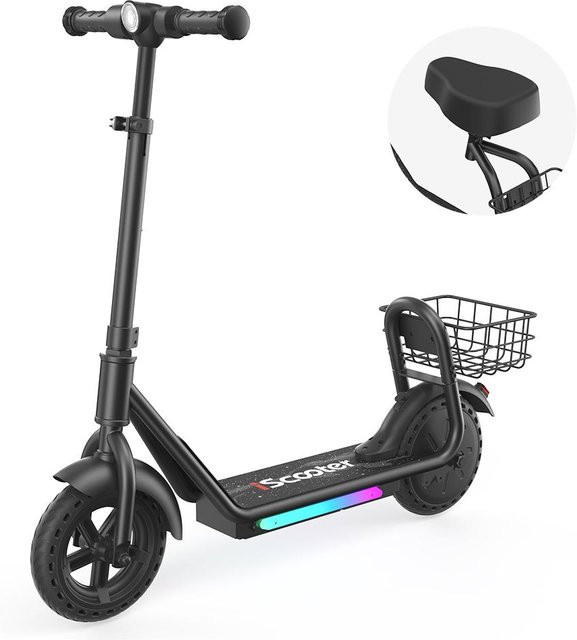 iScooter iK7 2-in-1 Kinder E-Scooter mit abnehmbarem Sitz & Korb schwarz - Bild 1