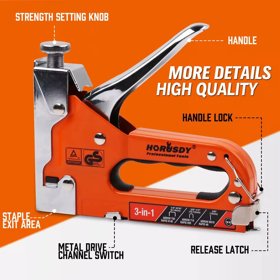 HORUSDY 3-in-1 Heftgerät und Hochleistungs-Heftpistole in Orange ohne Heftklammern - Bild 2