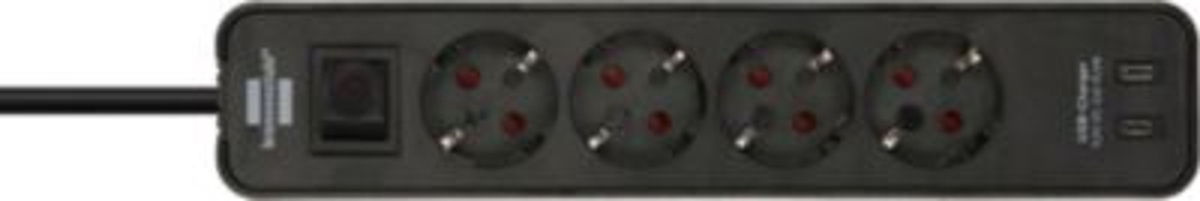 Brennenstuhl Ecolor Steckdosenleiste 4-fach mit 2 USB-C Anschlüssen in Schwarz mit 1,5 m Kabel und 45-Grad-Anordnung - Bild 2