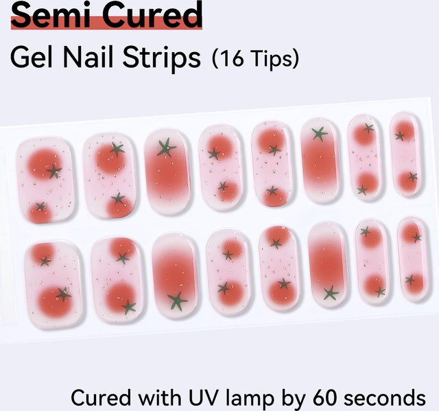 Clou Beaute Aura Blush Heart Semi-cured Gel Nagelstreifen, 16 Stück, Glänzend - Bild 1
