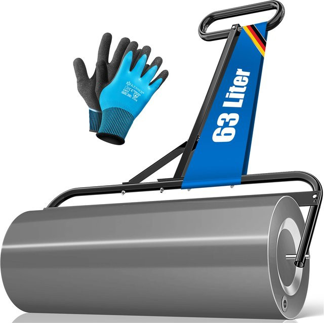 KESSER Rasenwalze aus Metall mit Handschuhen, befüllbare Gartenwalze und Ackerwalze für Rasenroller und Rasenpflege - Bild 1