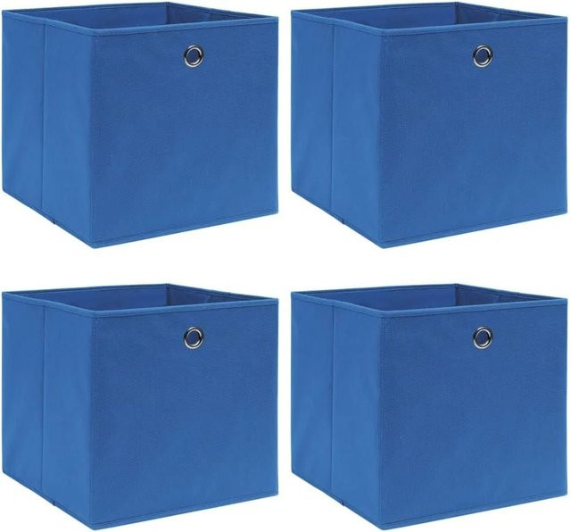 vidaXL Aufbewahrungsboxen aus Stoff, 4er-Set, Blau, B/T/H: 32 x 32 x 32 cm - Bild 1