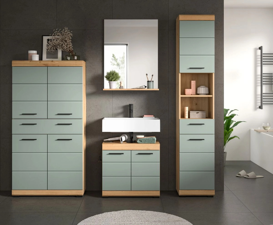Inn.Furn Badmöbel Set Shawn 4-teilig in Grün und Eiche, Breite: 201 cm - Bild 2