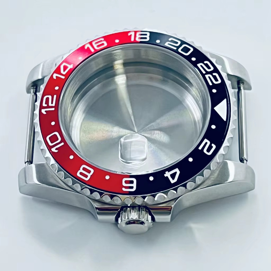 QUKE Uhrengehäuse Edelstahl, Silber, 40 mm, Saphirglas, GMT-Lünette, Unisex - Bild 1