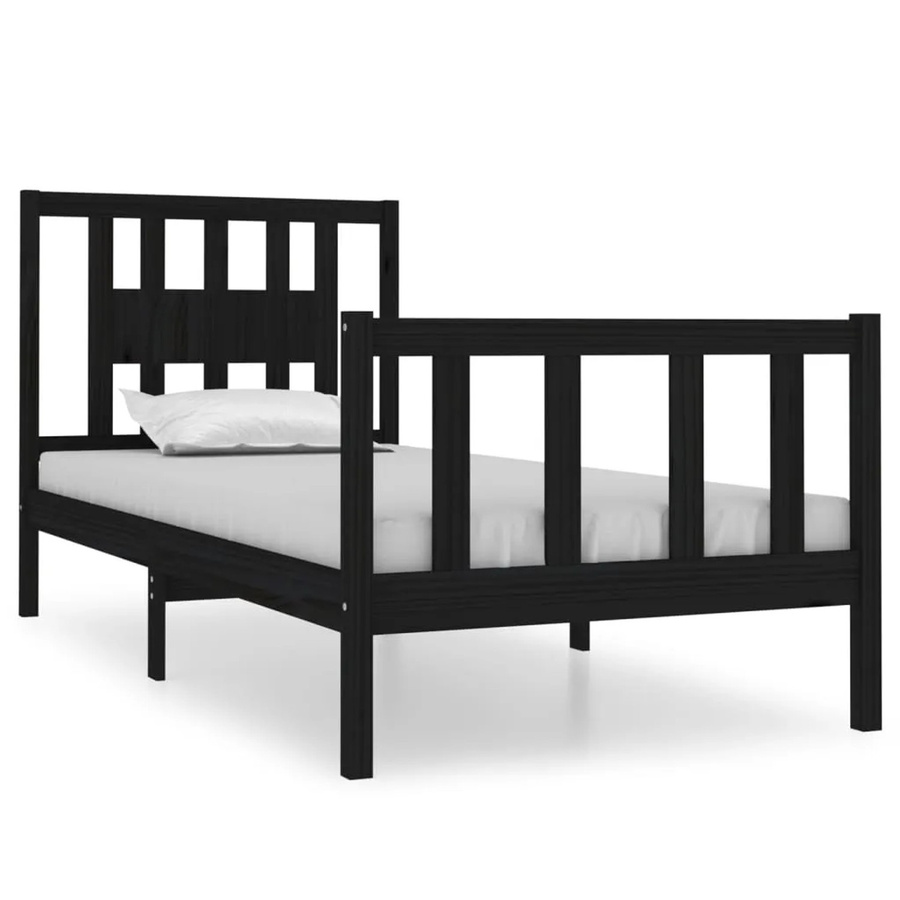 vidaXL Massivholzbett aus Kiefer in Schwarz, B/T/H: 75 x 190 x 81 cm - Bild 2