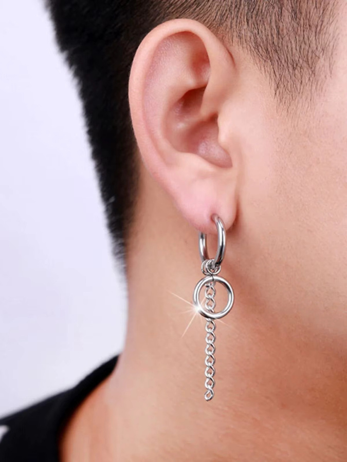 CHIEGEEY Piercing-Creolen-Ohrring-Set, Edelstahl, Silber, Unisex - Bild 2