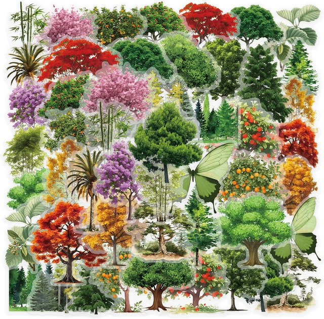 Rspctou Forest Secret PET-Aufkleber, natürliche Waldpflanzen-Landschaftsaufkleber, multicolor - Bild 1