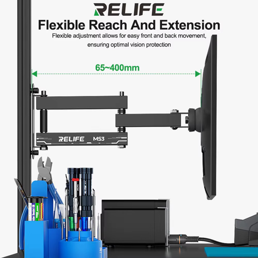 RELIFE MS3 360° drehbare Bildschirmhalterung in Schwarz für 14-27 Zoll Monitore mit 15° Neigefunktion - Bild 6