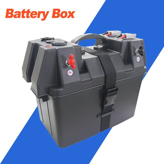 BYSSEA Marine-Batteriebox in Schwarz mit USB-Ladegerät und Voltmeter für Boot, Kajak und Wohnmobil - Bild 1