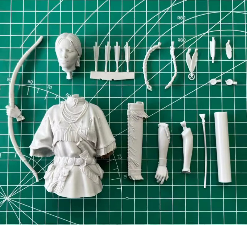 JIJIE Indianerin mit Schleifen, Modellbausatz, Statue, Maßstab 1:10 - Bild 3