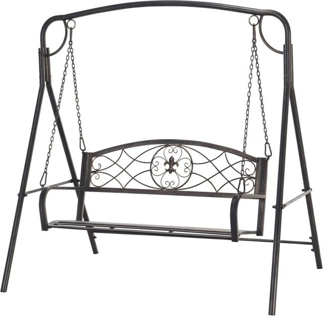 Outsunny Hollywoodschaukel für 2 Personen aus Metall mit Auflagen, Bronze/Schwarz, B/T/H: 167 x 123 x 175 cm - Bild 1