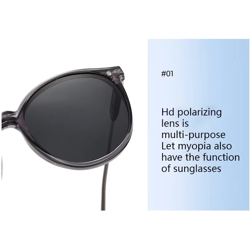 NINJONA Sonnenbrille Clip-On, polarisiert, Vollrand, rund - Bild 2