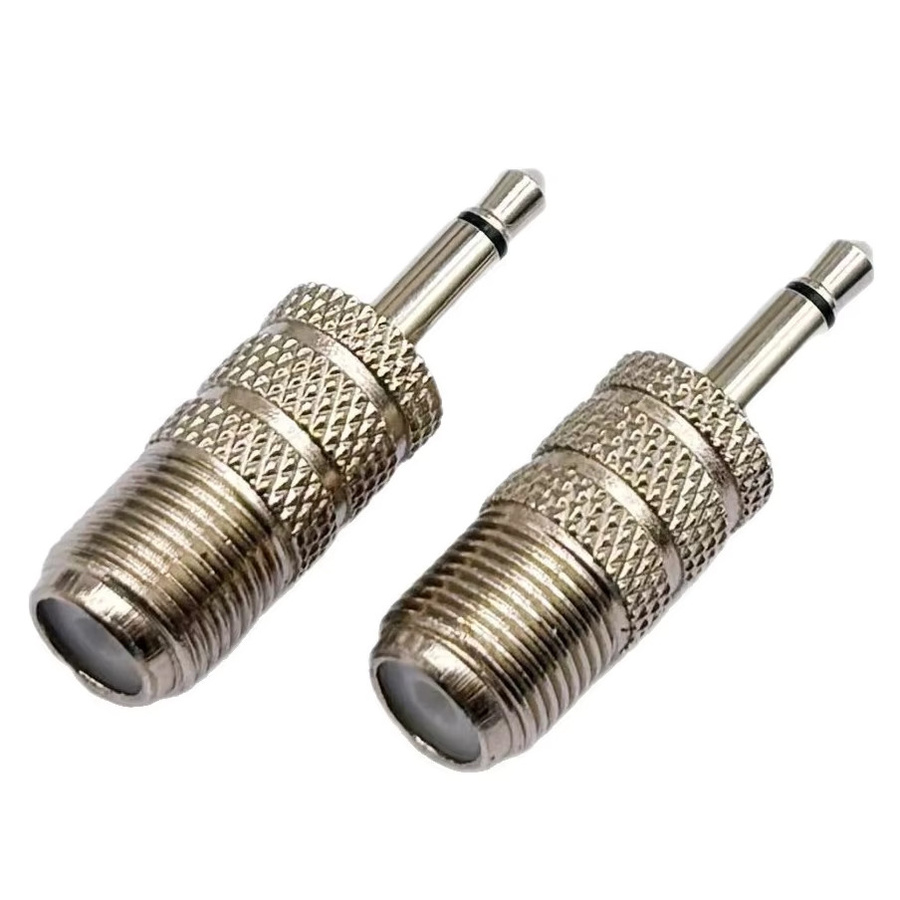 FRHY 5er Set F-Typ auf 3,5mm Klinke Adapter Set, RF Koaxial-Verbinder auf Mono Stecker, Farbe: Silber - Bild 2