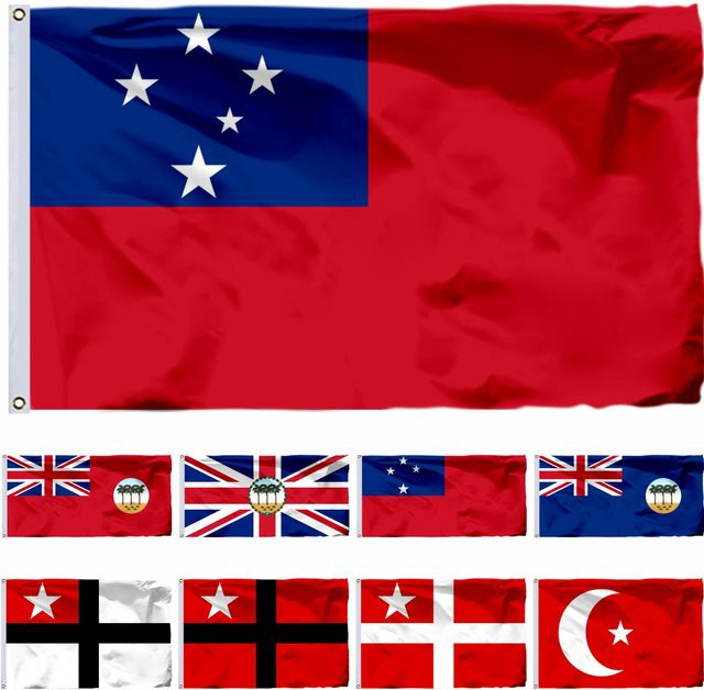 Samoa Gouverneur Flagge Banner in Rot und Blau mit Ösen, B/H: 90 x 150 cm - Bild 1
