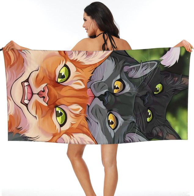 Warrior Cats Strandtuch aus Mikrofaser, schnelltrocknend und saugfähig, Mehrfarbig, B: 70 cm, L: 140 cm - Bild 1