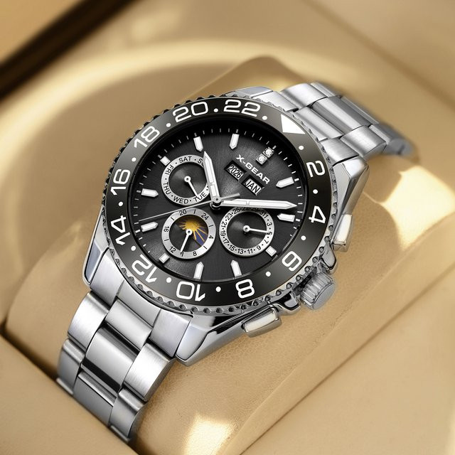 X-GEAR Armbanduhr Automatik, Edelstahl, Schwarz, Herren - Bild 1