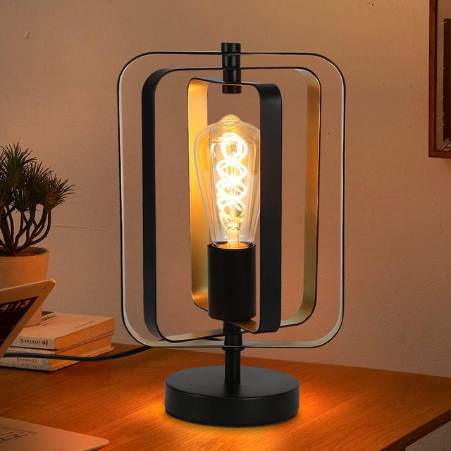 Vintage Tischlampe aus Metall in Schwarz mit E27 Fassung und verstellbarem Design für Wohnzimmer und Schlafzimmer - Bild 1