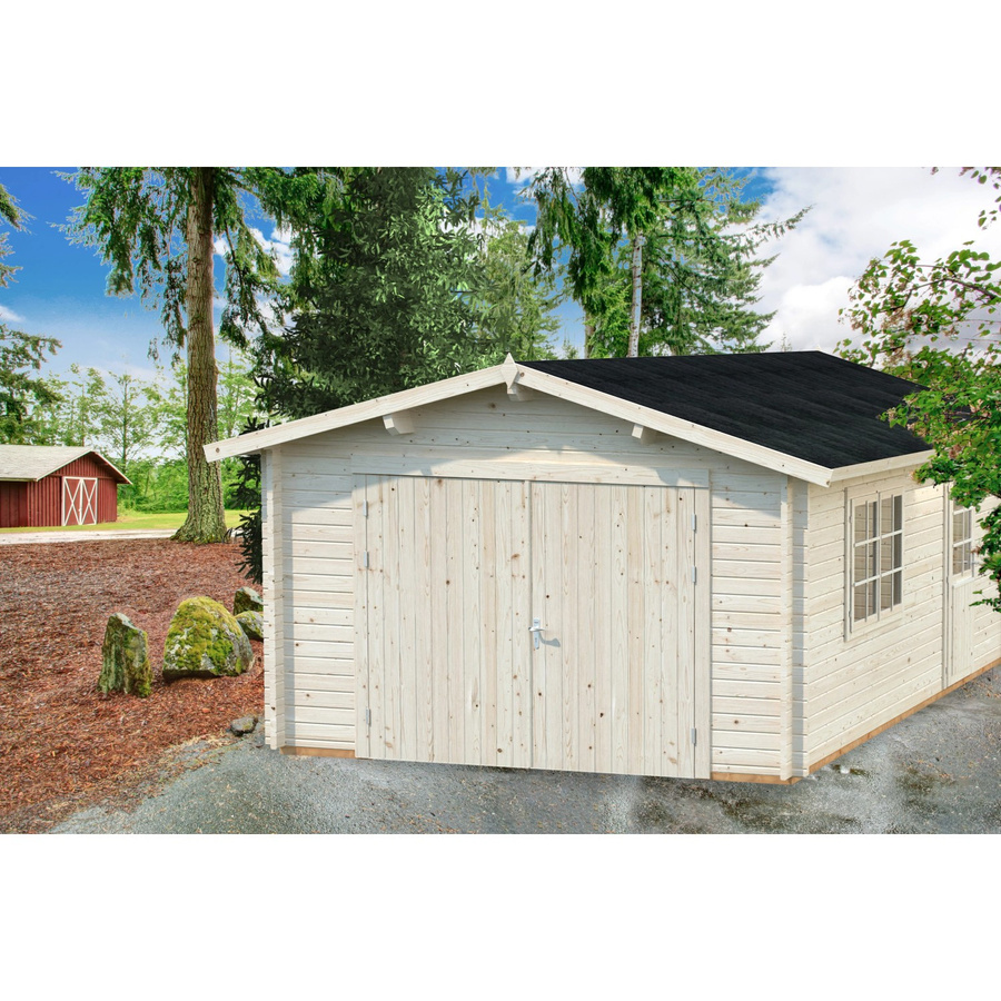 Palmako Garage Roger mit Holztor in Weiß, B/T/H: 360 x 550 cm - Bild 2