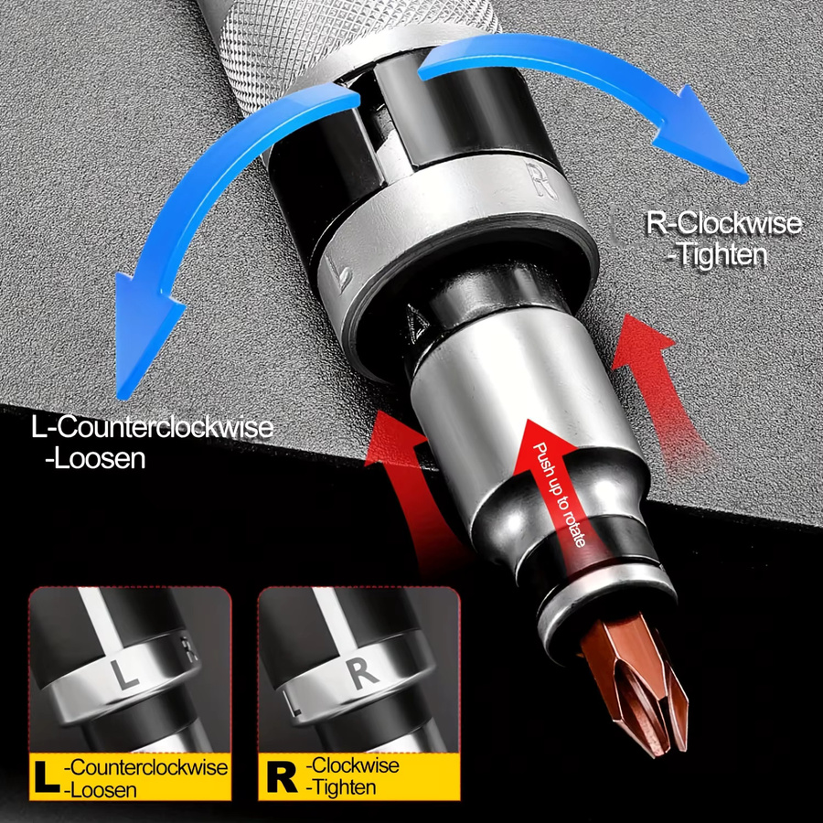 13-teiliges Schlagschraubendreher-Set mit Sechskantkopf und Metallgriff in Silber inklusive Bit-Set und Meißelbits - Bild 3