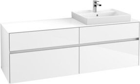 V&B Waschtischunterschrank Collaro in Weiß glänzend mit LED-Beleuchtung 12W, B/T/H: 160 x 54,8 x 50 cm - Bild 1