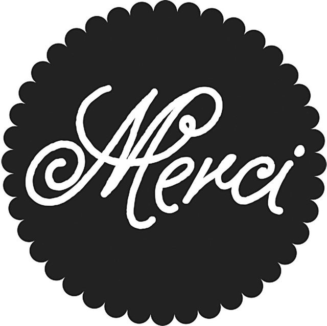 Rico Design Rundstempel Merci aus Holz mit 3,5 cm Durchmesser - Bild 1