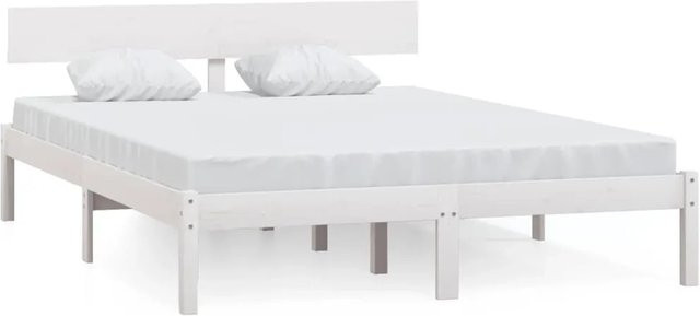 vidaXL Massivholzbett aus Kiefer in Weiß, B/T/H: 160 x 200 x 165,5 x 206,5 cm - Bild 1