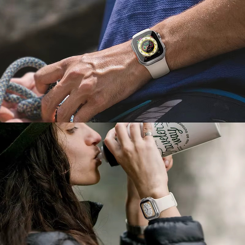 HUBANDE Displayschutzfolie und Hülle für Apple Watch, Silber, Silikon - Bild 6