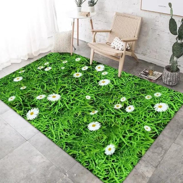 Lodestar Lounge Teppich Frühlings Kamille Grün, Rechteckiger Flächenteppich für Innen und Außen, B/H: 60 x 40 cm - Bild 1