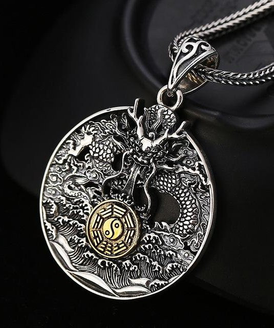 Wucifang Jewelry Anhänger, Thai Silber, Drache, 60 cm, Unisex - Bild 1