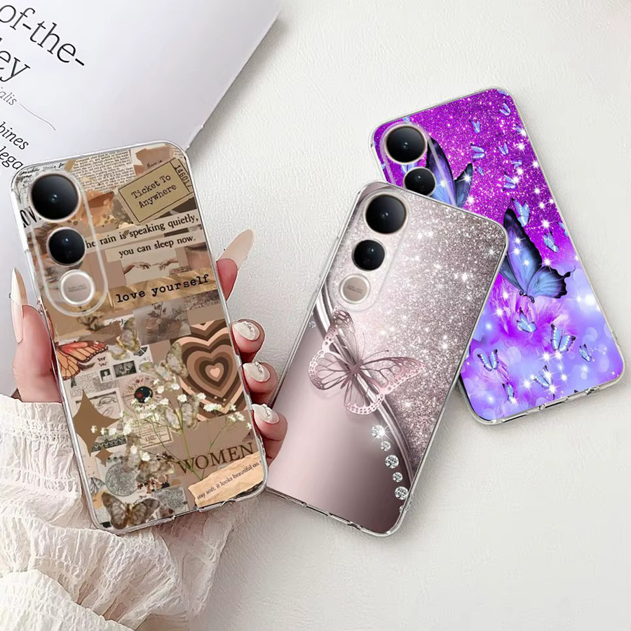 Lxuru Silikon Etui mit buntem Blumen- und Schmetterlingsmuster für Vivo V50 Lite 4G / V50 5G / Vivo V2441 / V2427 - Bild 1