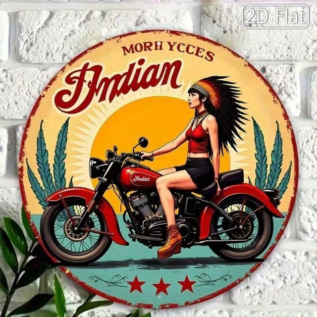 CIFBUY Vintage Motorrad Rundes Metallschild aus Aluminium, Durchmesser: 30,48 cm, Mehrfarbig - Bild 1