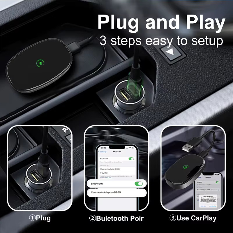 VIKEFON Kabelloser CarPlay und Android Auto Adapter Smart Mini Box in Schwarz für Plug-and-Play-Verbindung - Bild 5