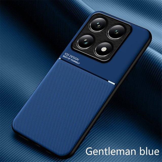 Xiaomi 14T Pro 5G Luxus-Telefonhülle aus weichem Leder mit magnetischer Autohalterung in Blau - Bild 1